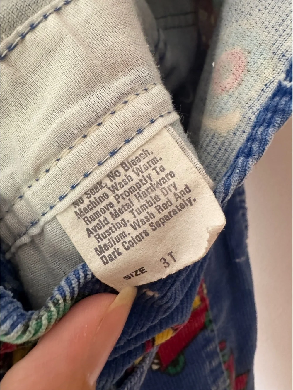 OshKosh 3T Vintage Made in USA Blue Corduroy Transportation Overalls